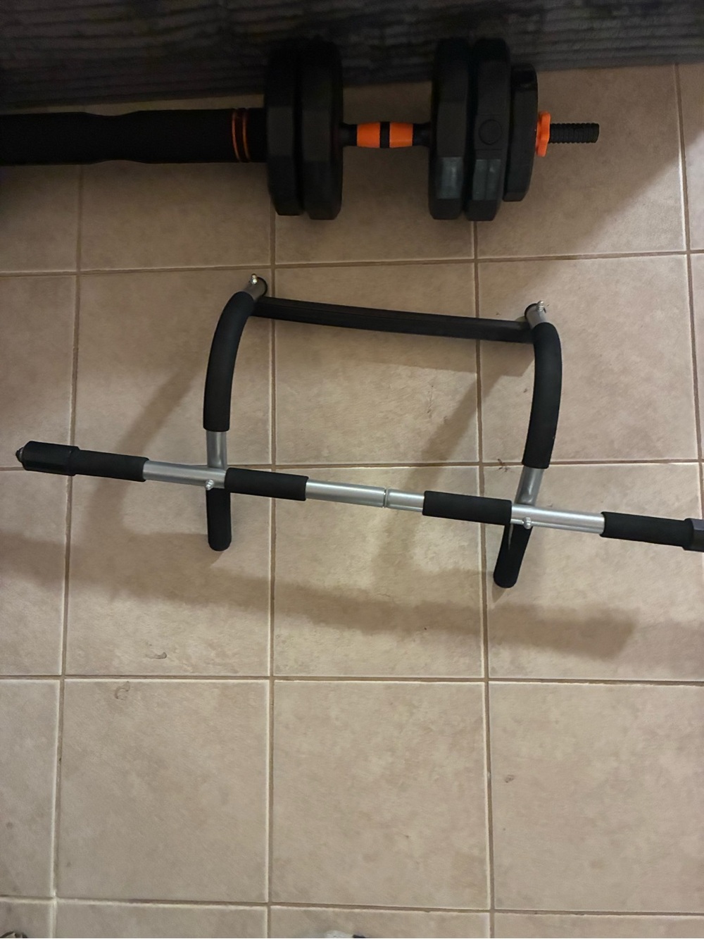 Adjustable Black and Silver Overdoor Pull-Up Bar - Brand Unspecified